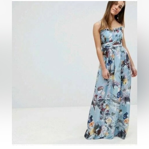 Little Mistress Floral Maxi Dress in Light Blue - Picture 7 of 10